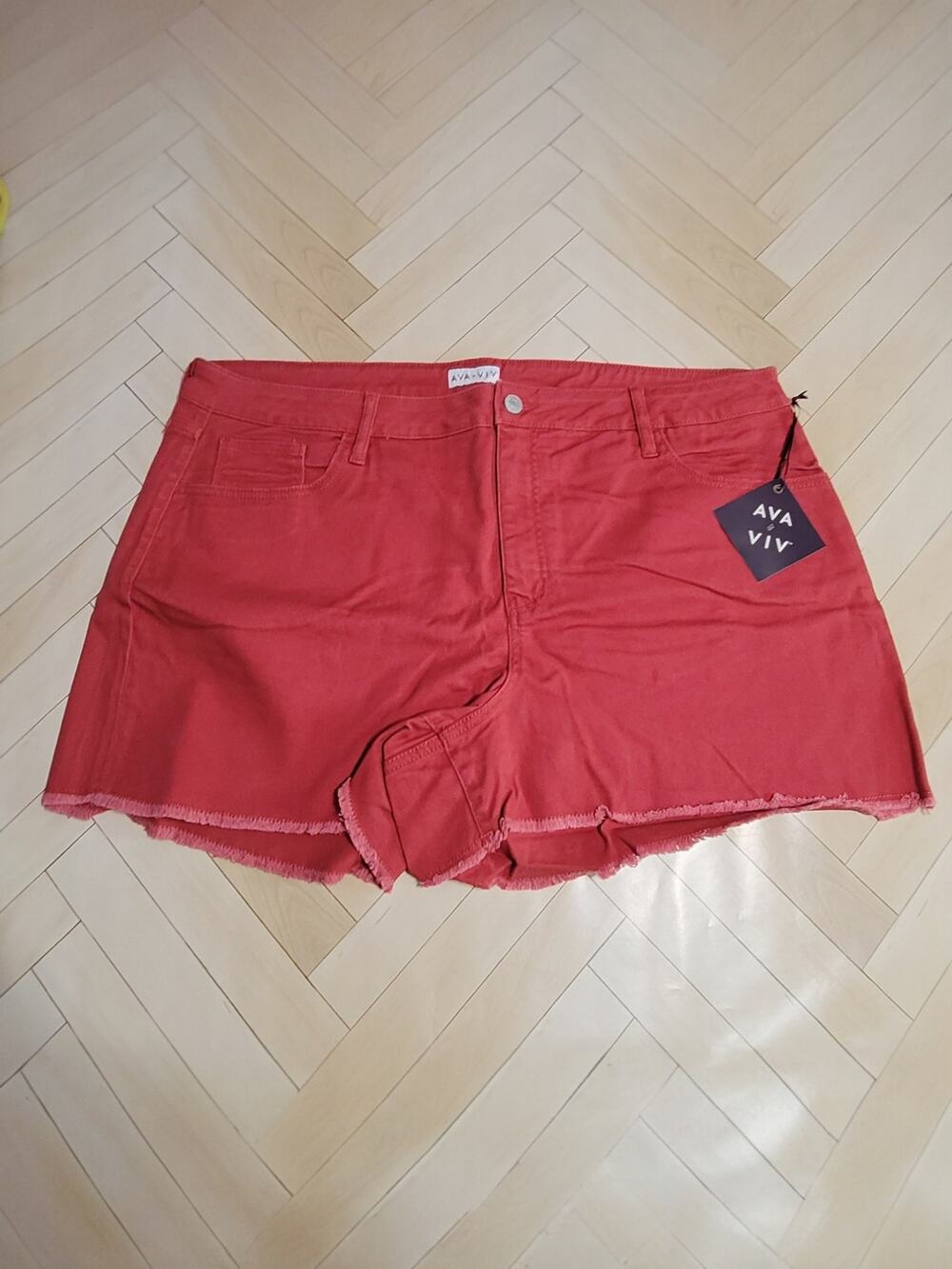 Ava & Viv Brick Red Denim Shorts Size 24W